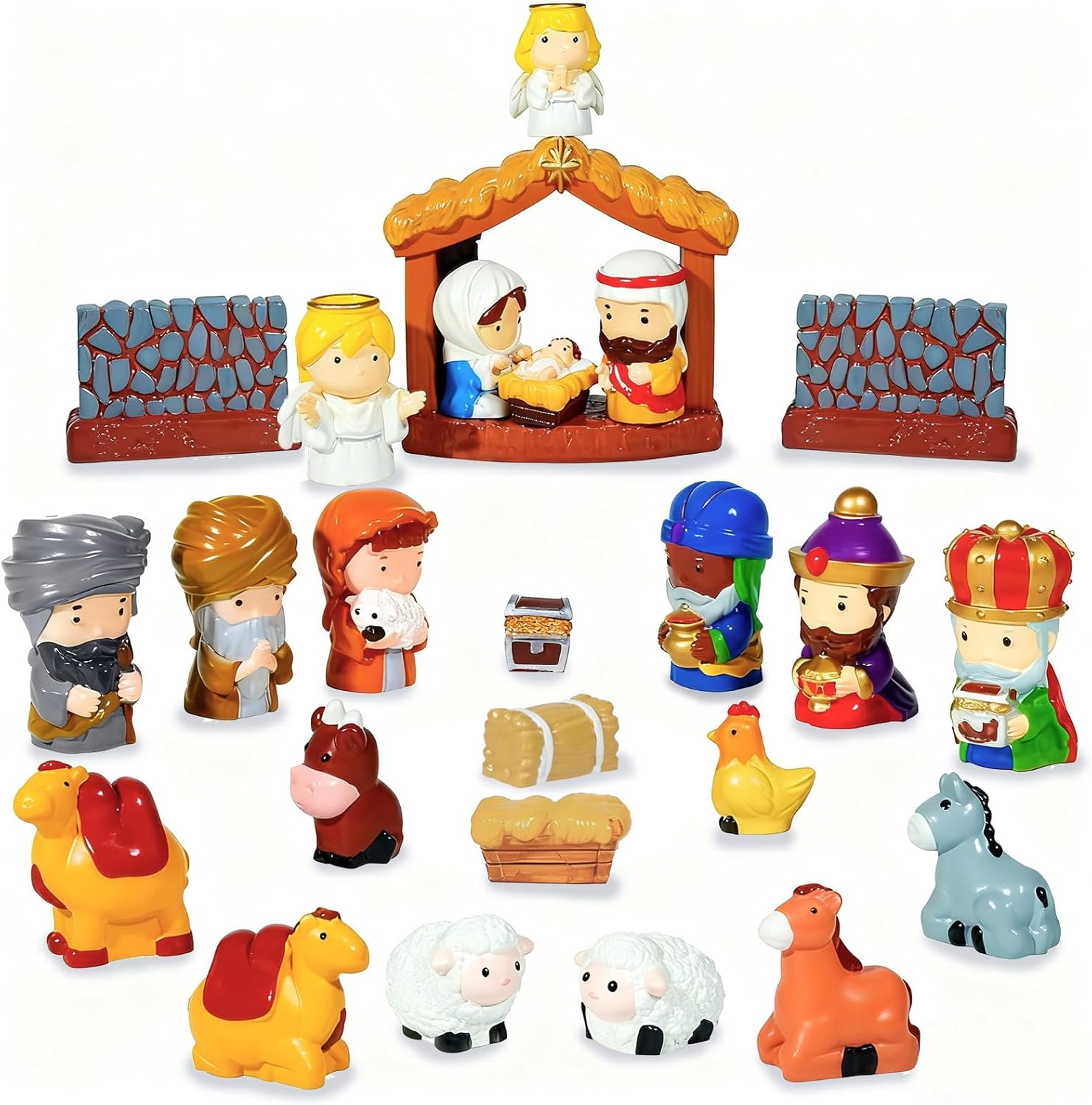 Regine Switzerland Nativity Set - 24 Pcs Hand-Painted Christmas Figurines for Festive Tabletop Decor