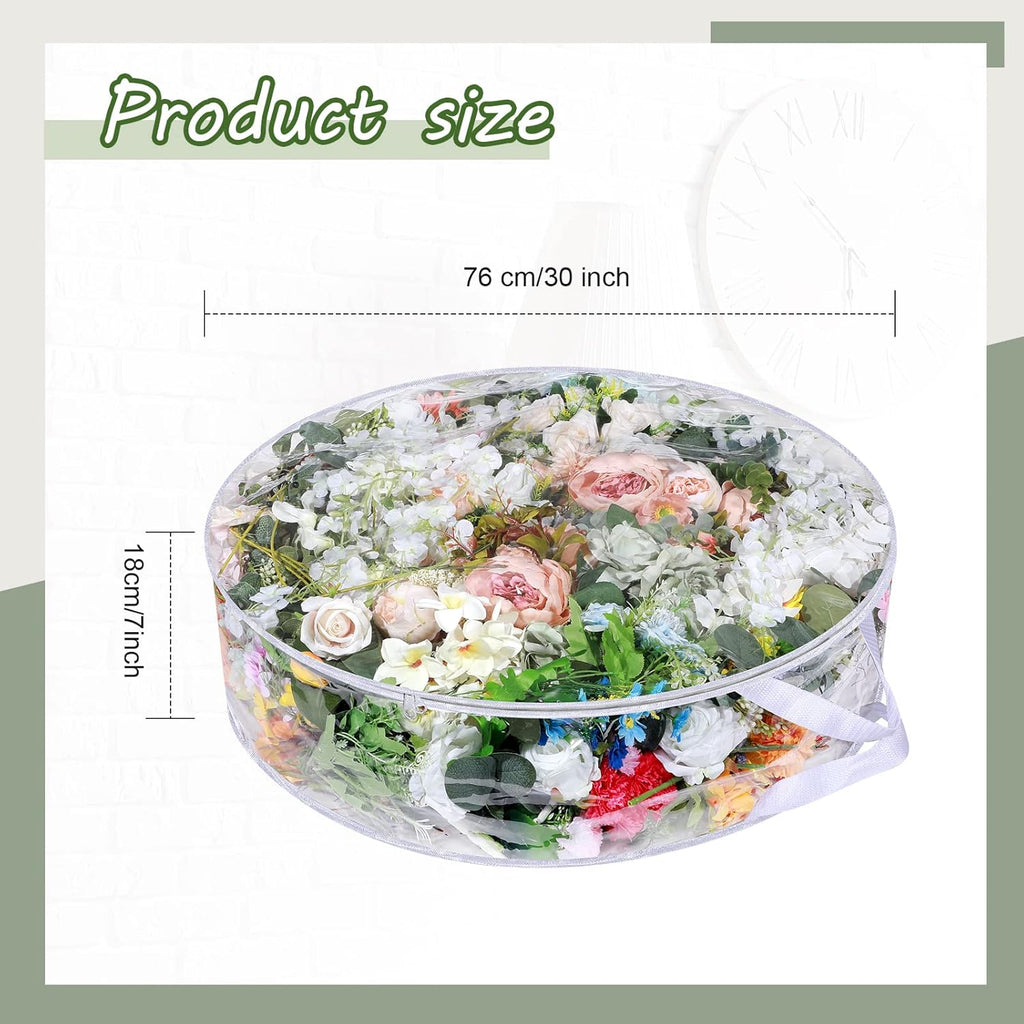 Remagr Wreath Storage Bag - 30 Inch Clear Plastic Container for Holiday & Wedding Wreaths | Zippered Design
