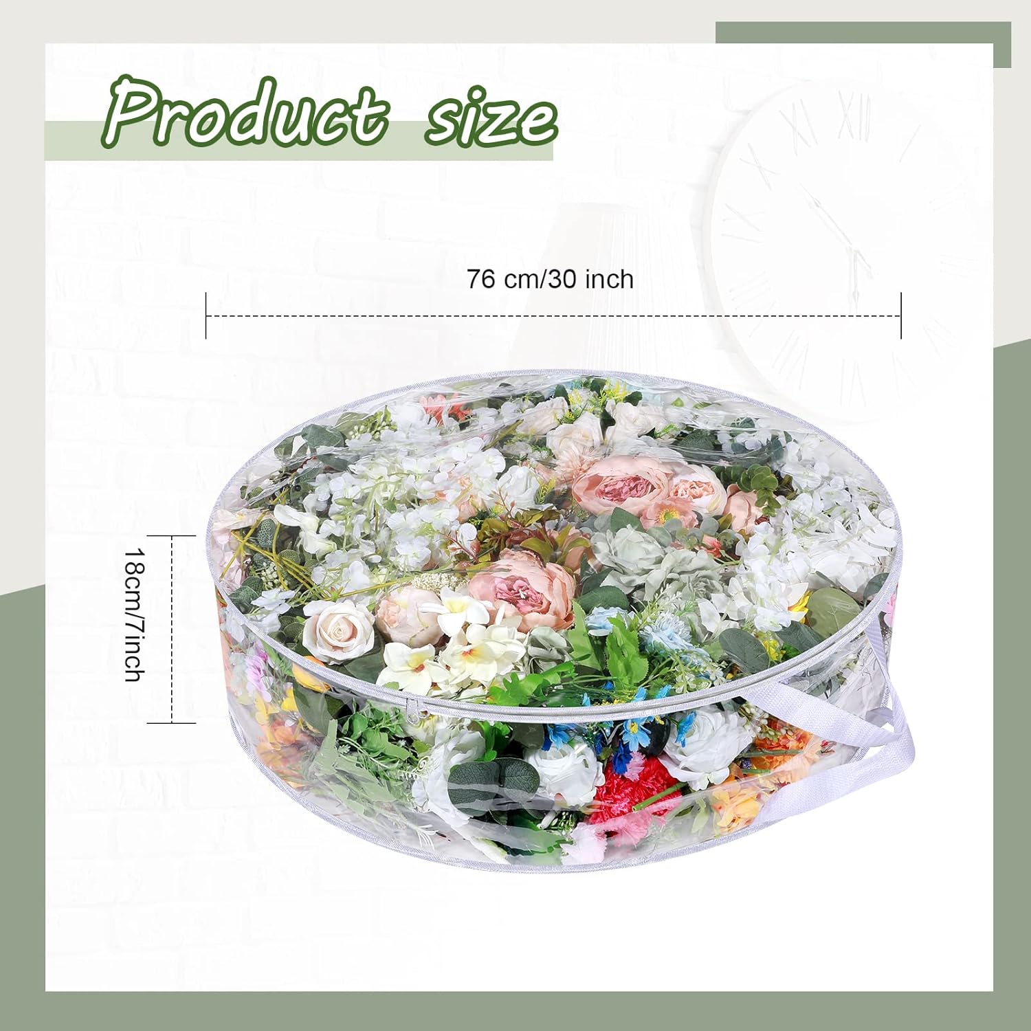 Remagr Wreath Storage Bag - 30 Inch Clear Plastic Container for Holiday & Wedding Wreaths | Zippered Design