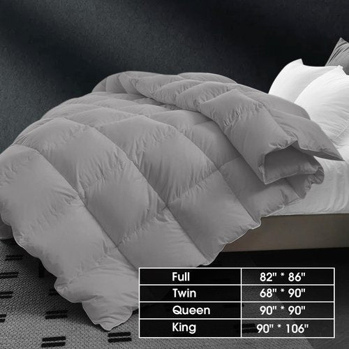 CYMULA Queen Size Feather Down Comforter - All Season Dark Grey Duvet Insert, Lightweight Box Stitched, Fluffy Breathable, Ultra Soft Quiet Hotel Style with 8 Tabs(90" x 90")