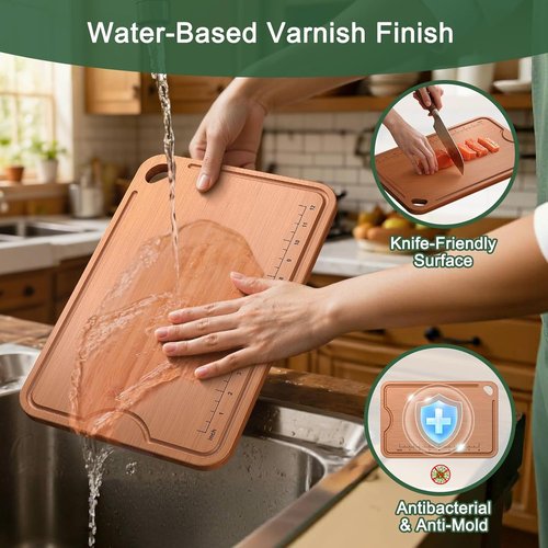 Bamboo Cutting Board by Skiennix - 2-In-1 Design with Deep Juice Grooves & Built-In Handles | Ideal Kitchen Gift for Women