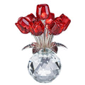 XLSJGYP Red Rose Crystal Flower Paperweight,Glass Flower Gifts for Sister Girlfriend Women Girl Wife,Crystal Flowers Bouquet Collectible for Valentine's Day Wedding Anniversary (Red Rose 02)