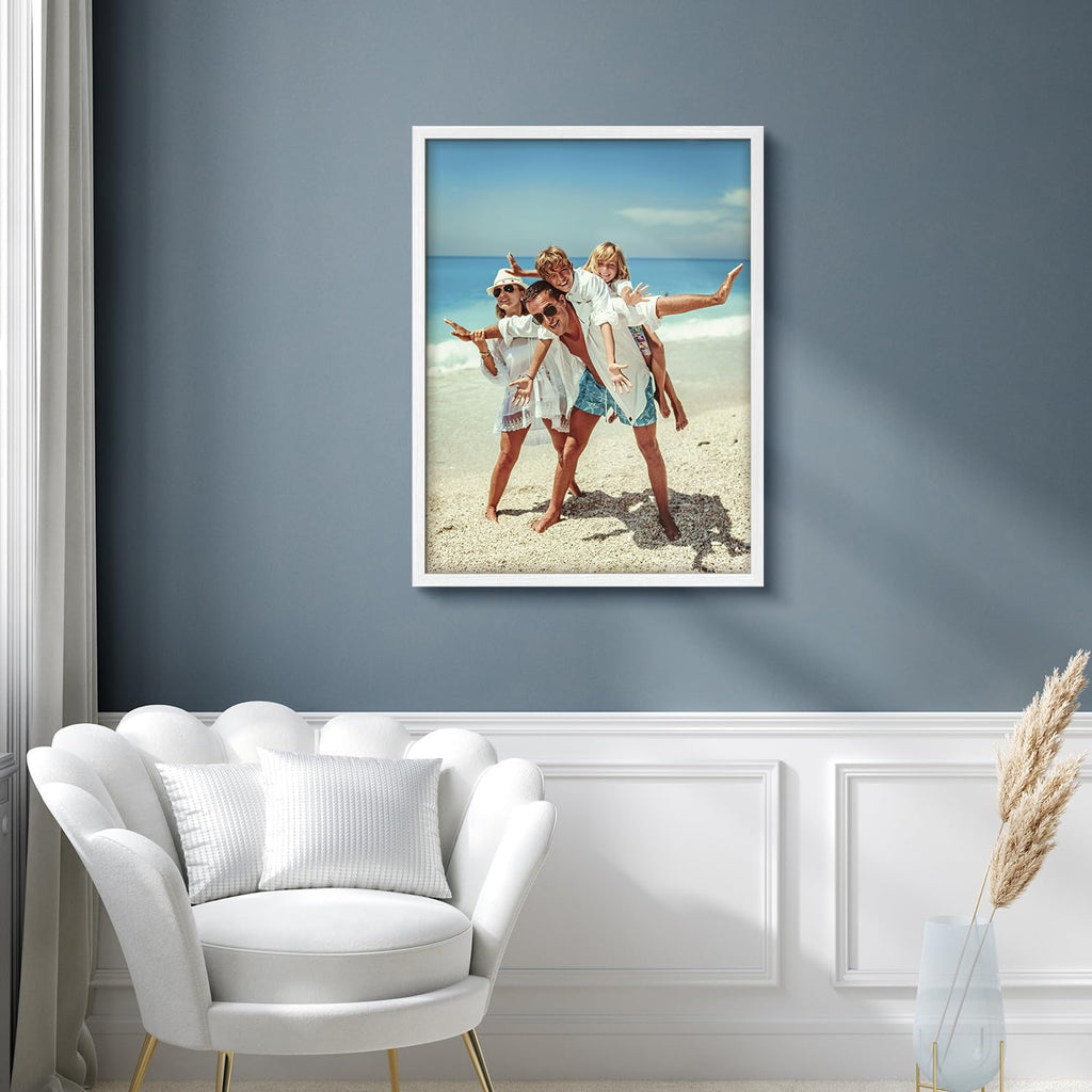 Wall26 Custom Framed Canvas Poster Art - Ready to Hang Home Decor for Living Room & Bedroom | 8"x10" White
