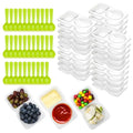 64 Pcs Reusable Snack Containers, 32 Sets Condiment Container and 32 Spoon, Double Compartment Dipping Containers with Lids, Portion Control, Outdoor Takeaway Sauce Dip Case, BPA-Free, Microwave Safe