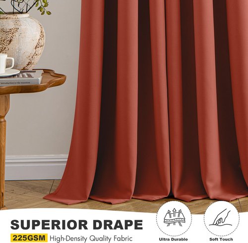 MIULEE Burnt Orange Blackout Curtains - Thermal Insulated Room Darkening Drapes | 63-Inch Length, 2 Panels