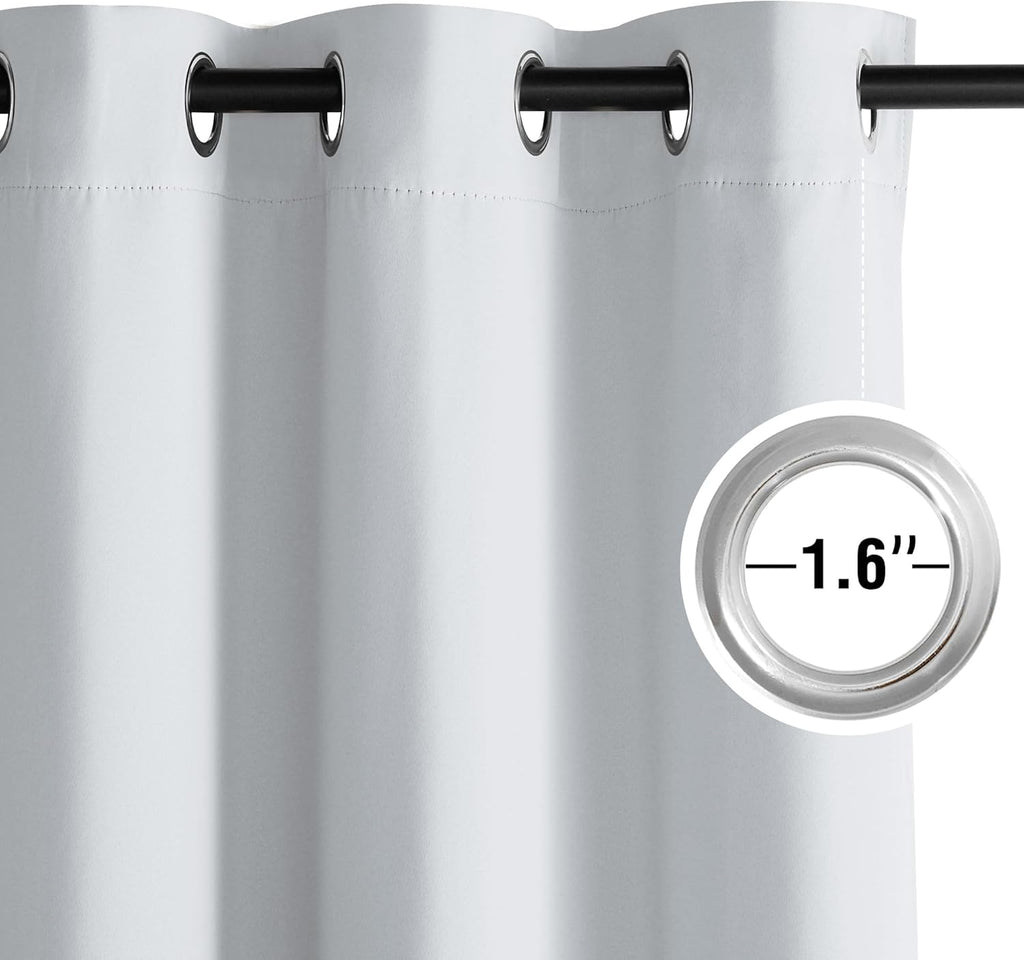NICETOWN Room Darkening Curtains - Elegant Greyish White Drapery Panels, 52" x 84" Size