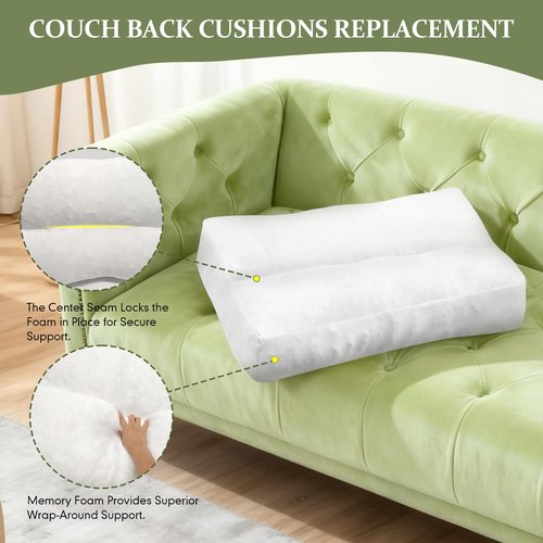 JZHLLA Shredded Foam Sofa Back Cushions Replacement Fluffy Memory Sponge Couch Pillow with Quilted Design 28x18x5 Inch Lumbar Support Pillow for Sofa Bed Floor