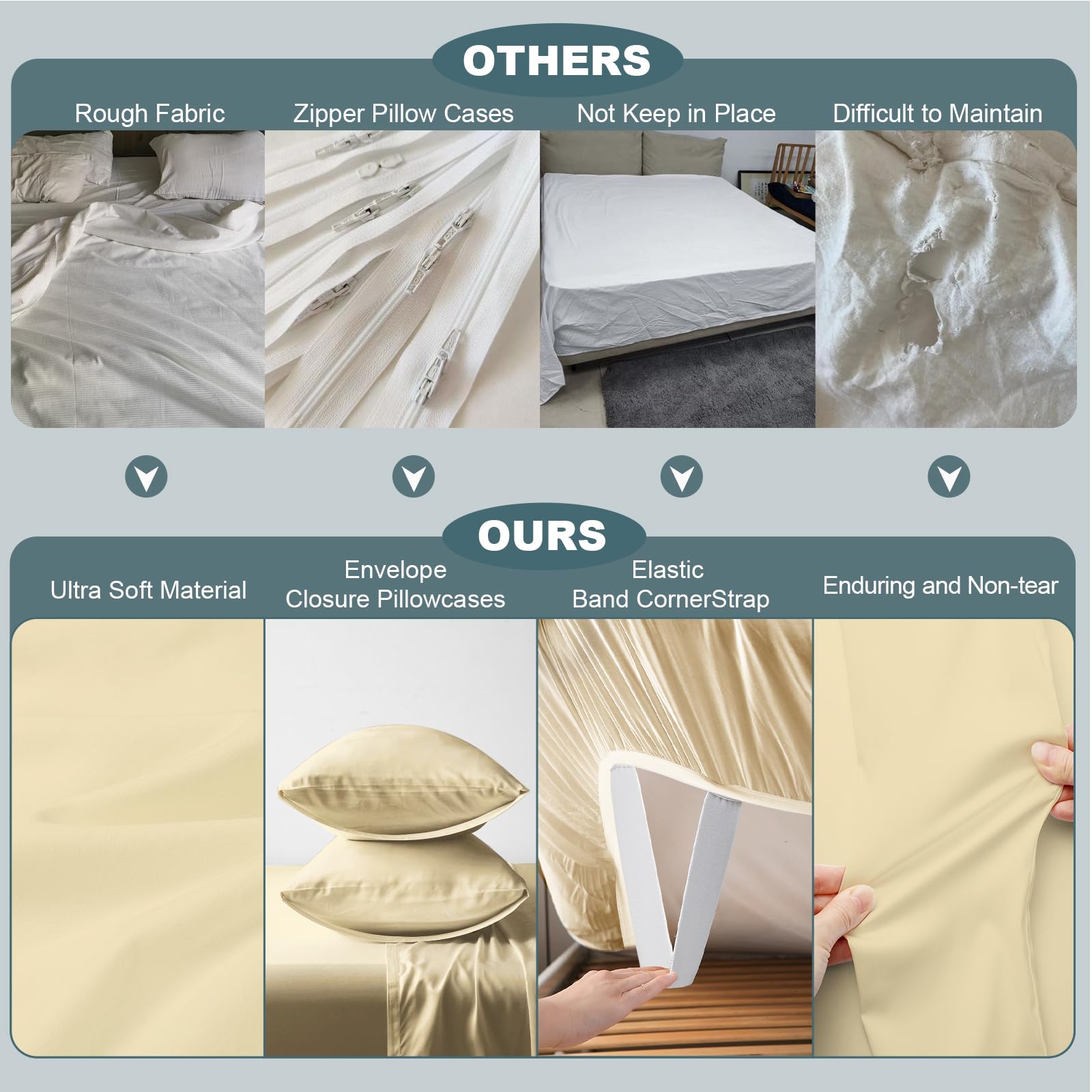 Full Sheets │ 100% Viscose Derived from Bamboo │ Ultra Soft Fitted Sheets with 4 Elastic Straps │ 18 Inch Deep Pocket │ Cooling for Hot Sleepers