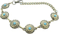 Skiennix Antique Metal Boot Chain Anklet - Western Fashion Jewelry with Turquoise Blue Beads