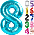 Light Blue Number 8 Balloon - 40 Inch Giant Foil Balloon for 8th Birthday Party Decorations