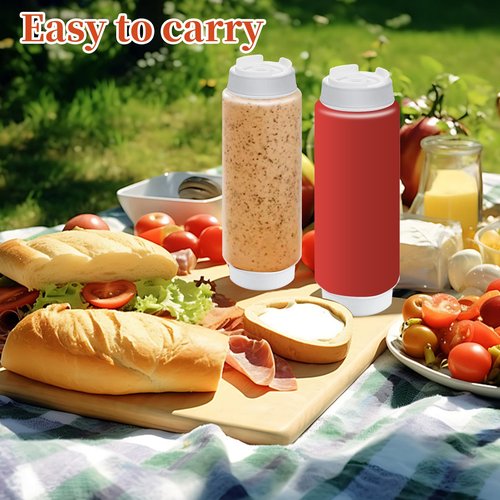 LECEHIVO 12 Pcs 32 oz Condiment Squeeze Bottles with Labels,Inverted Clear Refillable Bottles Plastic Sauce Dispenser for Restaurant Kitchen Ketchup, Dressing, and Sauces