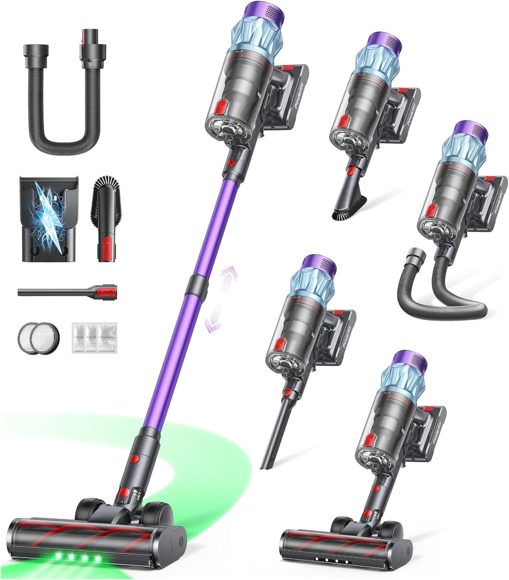 Skiennix Cordless Vacuum Cleaner - 70 Min Runtime, 650W Power, Self-Standing Design | Auto Mode & Wall Mount Charging for Home & Car
