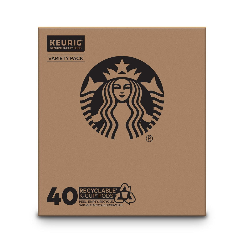 Starbucks K-Cup Coffee Pods - Blonde, Medium & Dark Roast Variety Pack | 40 Keurig Pods for Hot or Iced Coffee