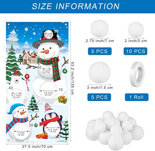 Elcoho Snow Toss Games Set - 22 Pieces with Balls & Drawstring Bag for Indoor/Outdoor Fun