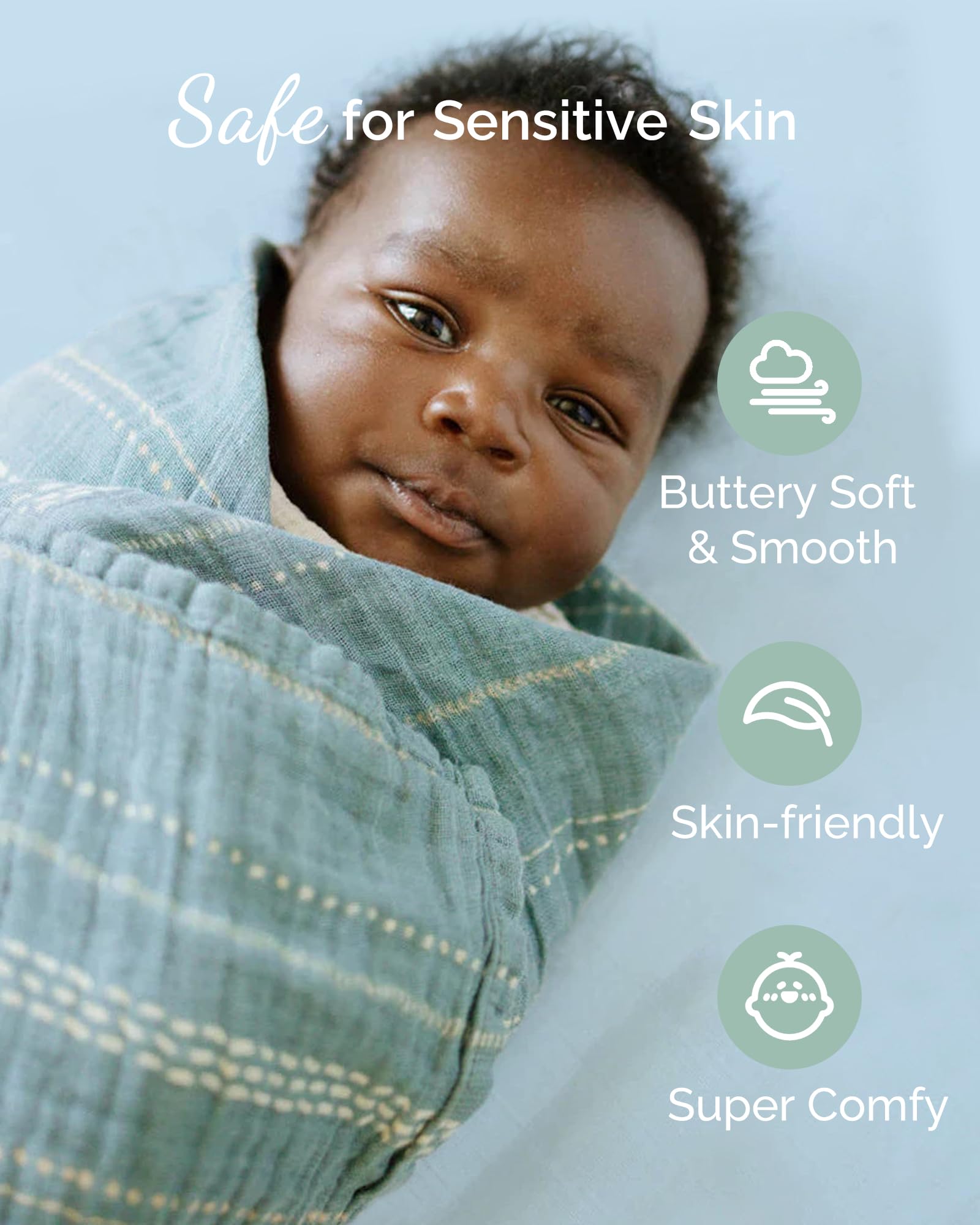 TotCare Graco Pack and Play Sheets Fitted – Compatible with Graco Pack n Play Playard Crib & Other 27 x 39 Inch Playpen Mattress, Buttery Soft Jersey Playard Sheets, Blue Sage Cloud 3 Pack