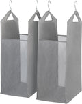 Storage Maniac 2-Pack Hanging Laundry Hamper - Slim Double Organizer with Front Mesh Bag - Grey