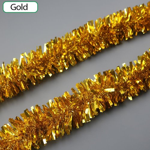 33Ft Christmas Tinsel Garland Shiny Thick Gold Tinsel Decor Xmas Tree Decorations Metallic Twist Foil Garland for Christmas Birthday Holiday New Year Parties Indoor Outdoor Party Supplies - Gold