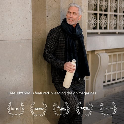 LARS NYSØM Insulated Stainless Steel Water Bottle - Leakproof Thermo Flask for Hot & Cold Drinks | 25.4oz Carbon Black