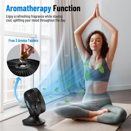 PISLIOU 12000mAh Rechargeable Desk Fan, Portable Air Circulator - 6 Speeds, Timing, 360 Tilt, 90 Oscillating, Small Quiet Cooling for Bedroom, Home Office, Outdoor, Battery Operated