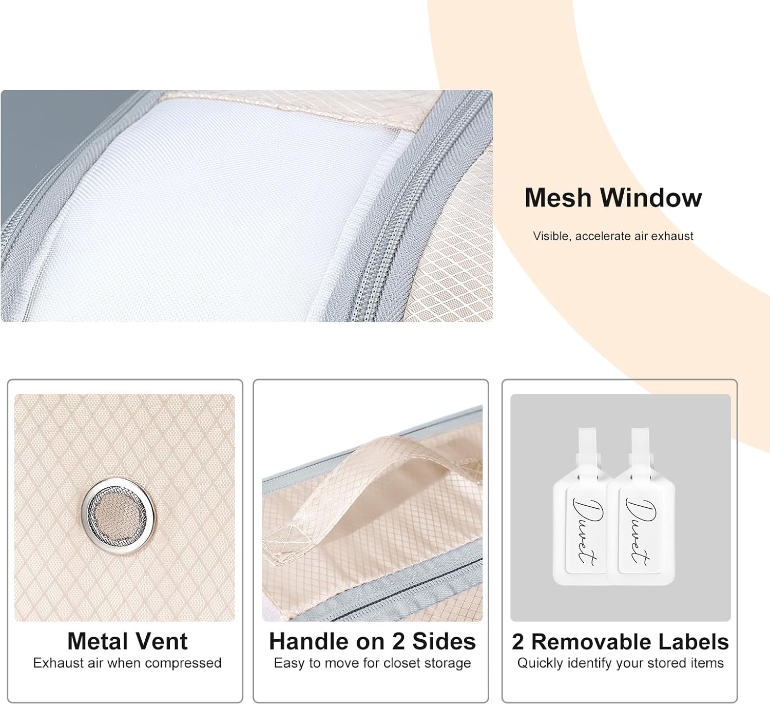 Comforter Storage Bag - Large Capacity Washable Compression Organizer | 2-Pack Beige