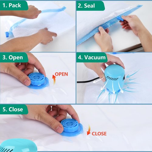 Morecoo Vacuum Seal Bags for Clothing, 6 Pack Vacuum Storage Bags (3 Jumbo/3 Large) with Electric Pump, Packing Cubes Compression Space Saver for Comforters, Blankets - Ideal for Travel