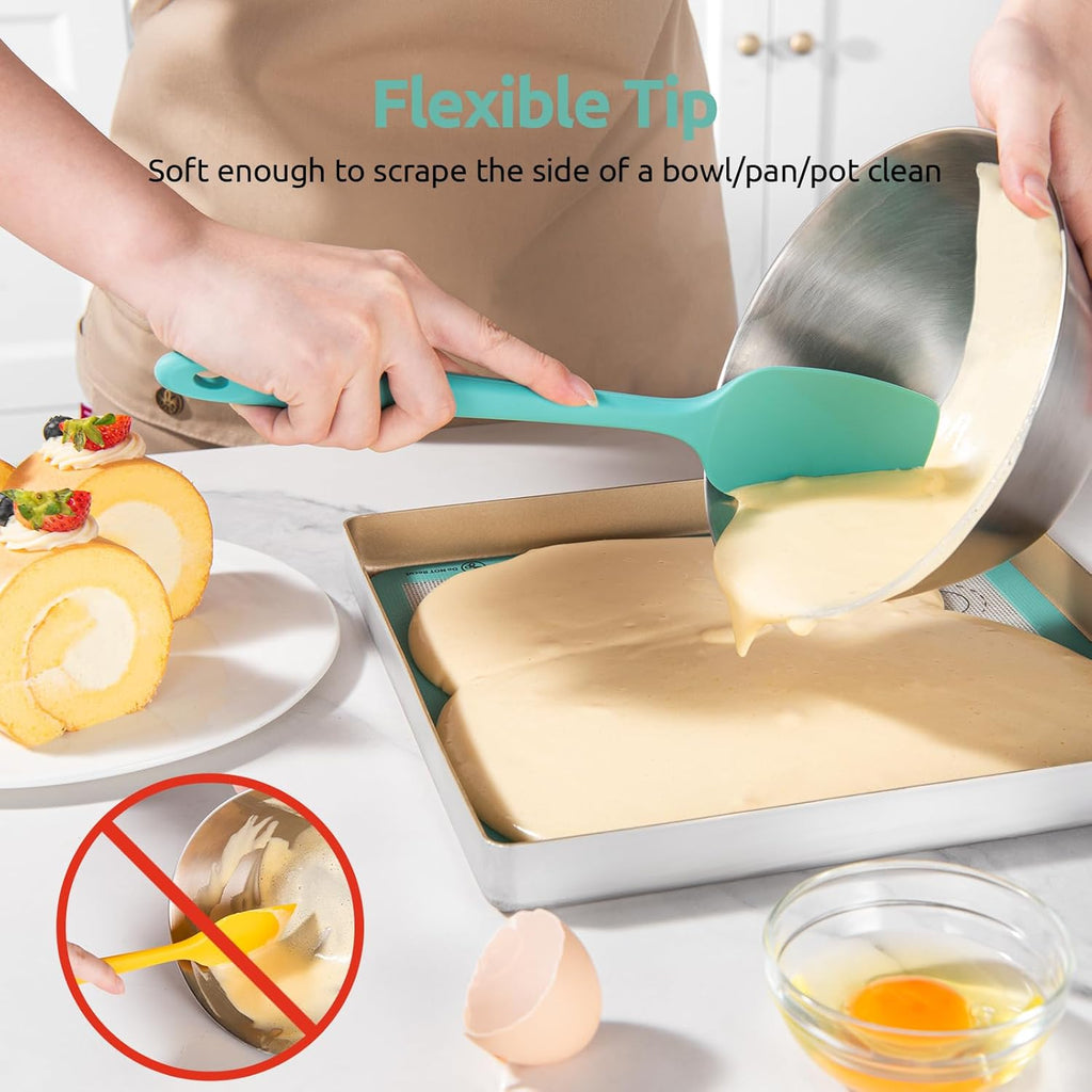 U-Taste Silicone Spatula Set - 600°F Heat Resistant Kitchen Tools | Teal/Aqua Sky Color