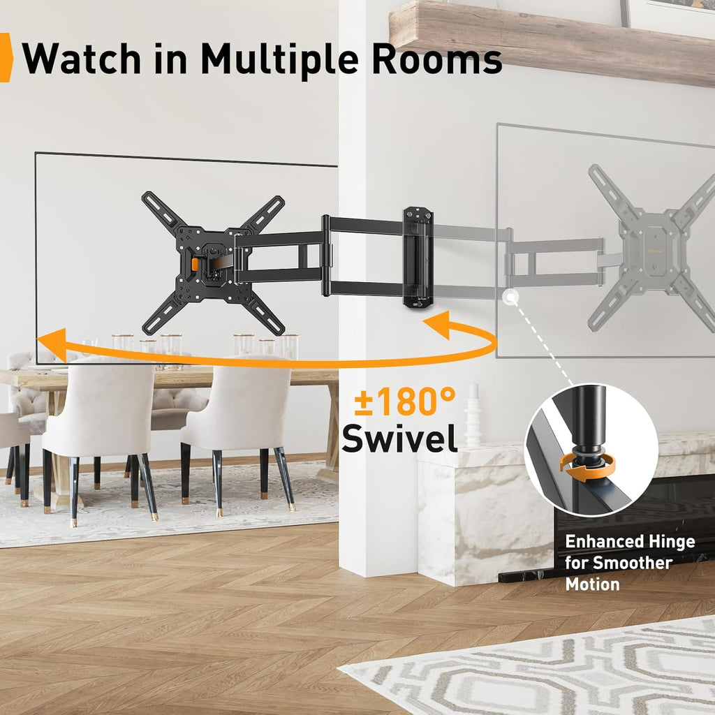 Perlegear Long Arm TV Wall Mount - Full Motion Bracket for 32-65" TVs | 37.4" Extension, Max VESA 400x400mm, Holds 110 lbs