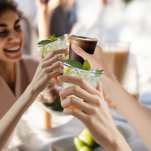 RMERVE Disposable Stemless Glasses 12oz Crystal Plastic Cups Disposable Cold Party Drinking Cups Wine Glasses for Meeting Weddings Birthdays Cocktail Christmas Party Supplies (Clear, 100 Pcs)