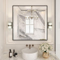LOAAO Black Rectangle Bathroom Mirror - 36"x36" Matte Black Aluminum Frame, Tempered Glass, Versatile Hanging Options