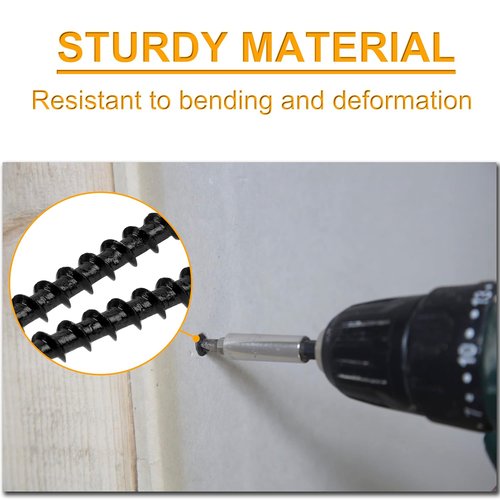 KURUI Drywall Screws Assortment Kit - #6 Black Wood Screws for Sheetrock | 165pcs Picture Hanging Set