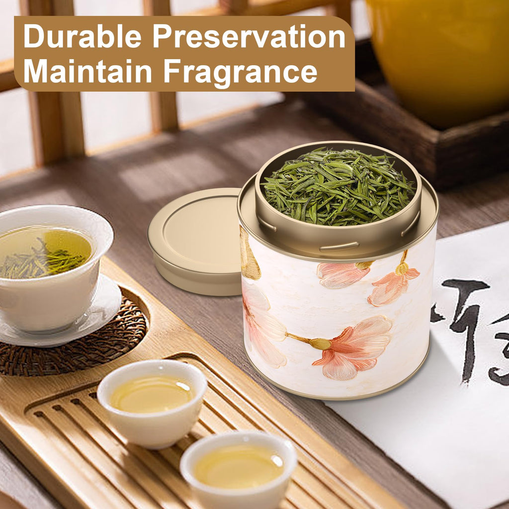 6 Pack Airtight Tea Canisters,15 Fluid Oz Embossed Tea Tins for Loose Leaf Tea Storage. Ideal for Tea, Coffee Beans, Candy, Nuts & More! Perfect for Kitchen and Pantry, Size 3.62x3.62" Coffee Canister