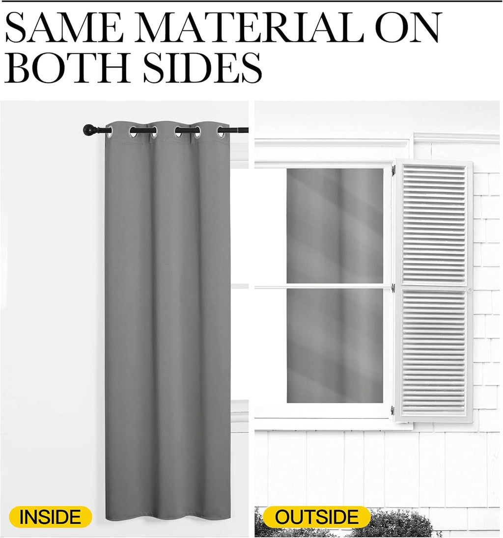 NICETOWN Silver Grey Room Darkening Curtain Panels - 96" Long | Heat-Blocking Drapes for RV & Studio (2 Panels, 55" Width)