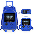 ZHIMEBYE Kids Rolling Backpack for Boys - 3PCS Gamer Boys Rolling Backpack with Lunch Bag Set, Elementary Middle School Roller Bookbag with Adjustable Handle for Travel & School