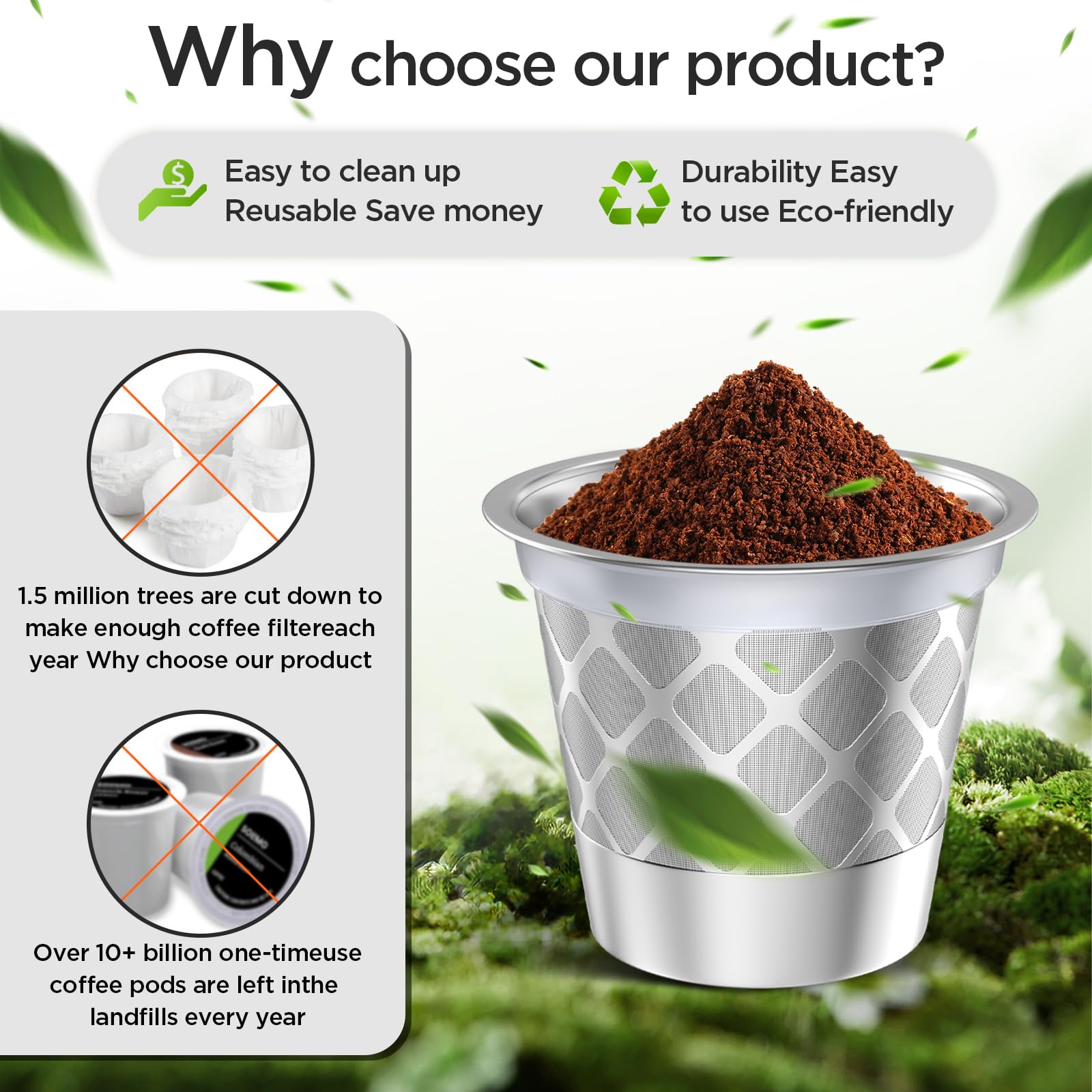 Reusable K Cup for Ke K Supreme machine- permanent ke coffee filter Refillable K cups for Ke K Supreme Plus Coffee Makers(2pcs)