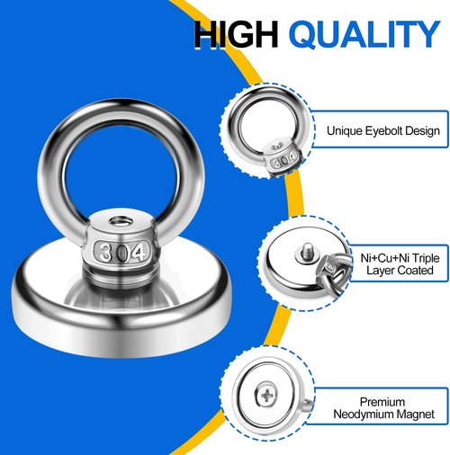 Magnetic Hooks - 60 lbs Pulling Force Rare Earth Design | 10 Pack for Home, Kitchen & Office