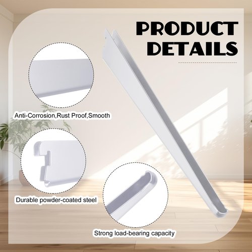 CroBlissful 20 Pcs Adjustable Shelf Brackets for Double Track System Closet Organization Heavy Duty Wire Shelf Brackets(White,11.5 Inch)