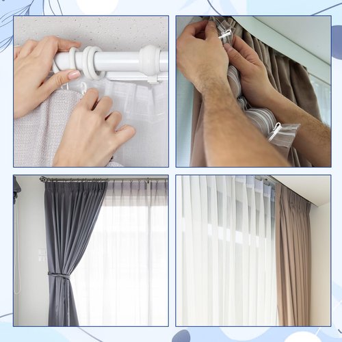 JJUNW 50 PCS Plastic Curtain Hooks, Adjustable Pinch Pleat Hooks for Pleated Drapes Ratchet System Pinch Pleat Curtain Hooks for Window Curtain, Door Curtain, Shower Curtain