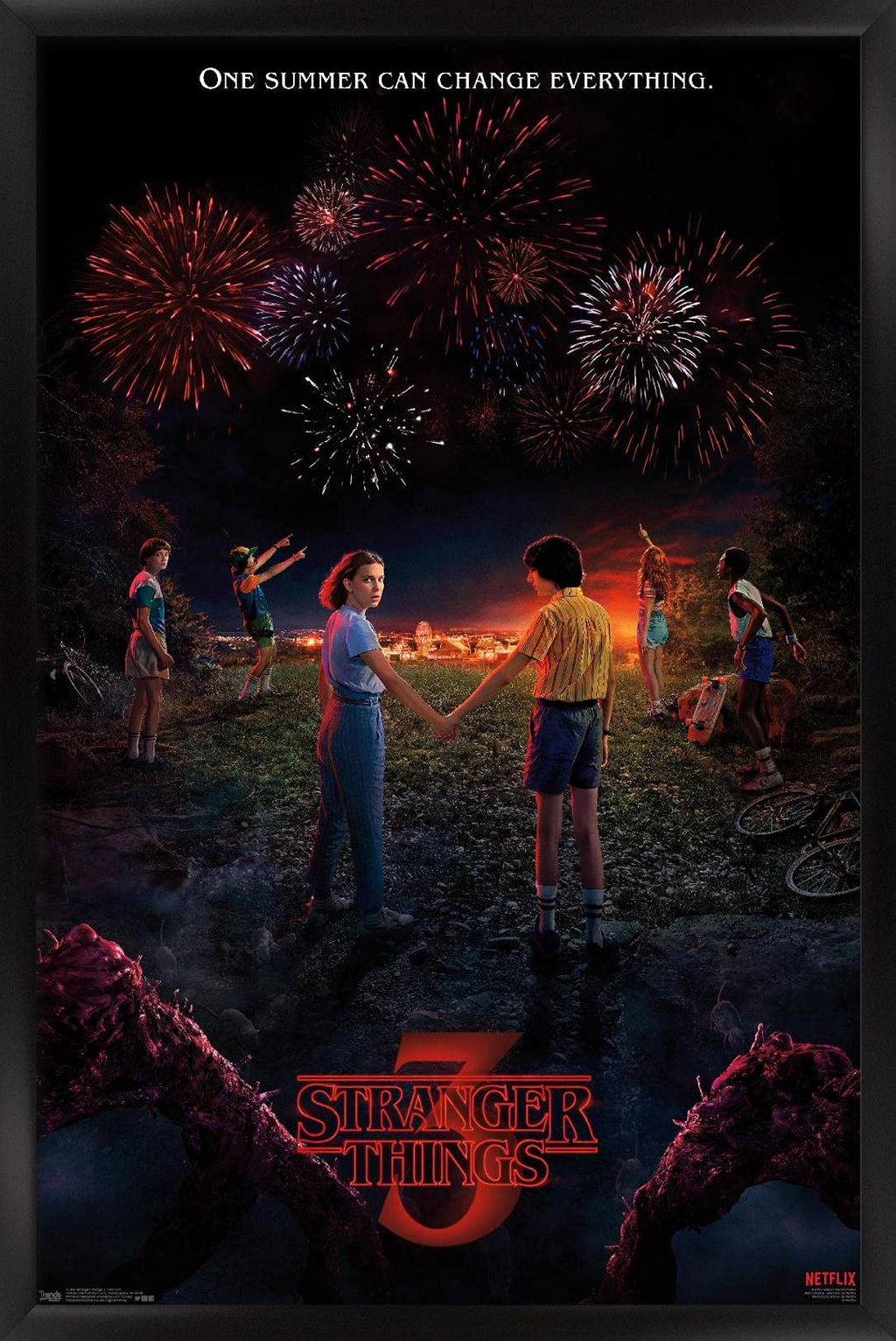 Trends International Netflix Stranger Things: Season 3 - Key Art Wall Poster, 14.725" x 22.375", Black Framed Version