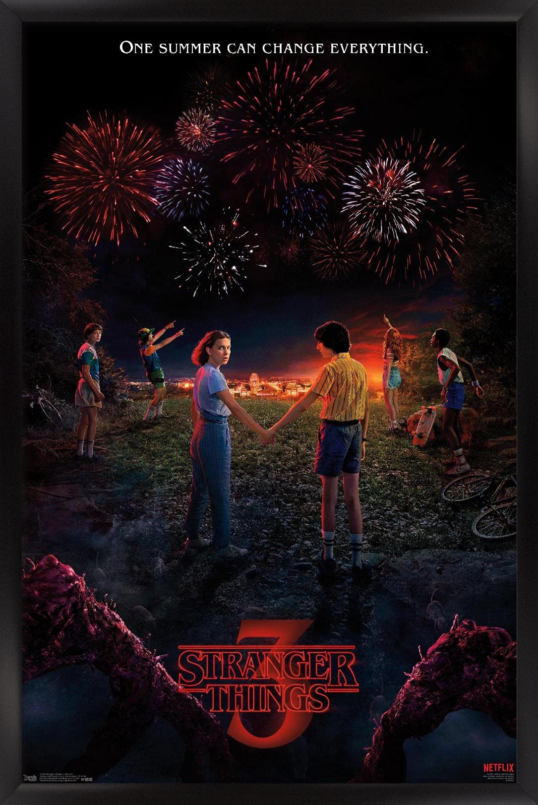 Trends International Netflix Stranger Things: Season 3 - Key Art Wall Poster, 14.725" x 22.375", Black Framed Version