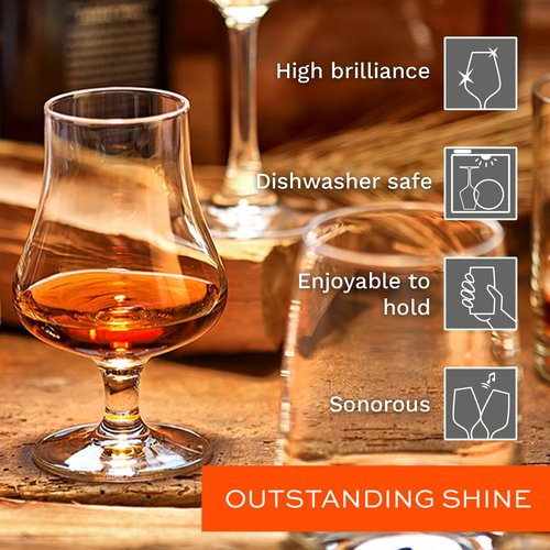 Stölzle Lausitz Set of 6 Whiskey Tasting Glasses (6.5 Fl oz). Crystal Whiskey Glasses For Men & Women. Dishwasher Safe, Durable Bourbon Gifts For Men - Genuine Stölzle Whiskey Glass Set
