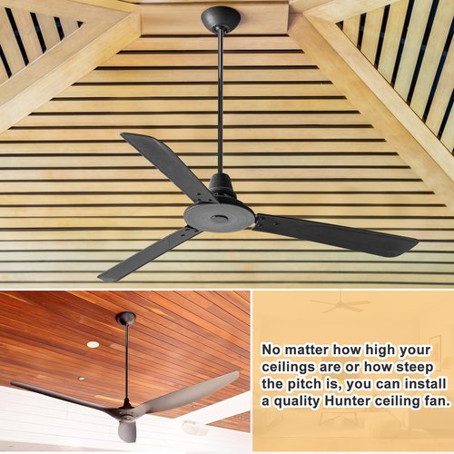 Yaocom 2 Pack 48 Inch Compatible with Hunter Fan Company, 25148 Ceiling Fan Downrod Extension Rod, Specialty Black Ceiling Drop Bar, Metal Durable Threaded