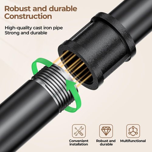 Wall Mounted Clothes Rack 38.4 Inch, 2 Pack Industrial Pipe Clothing Rack, Black Wall Clothing Rack, Multi-Purpose Clothing Hanging Rod for Closet