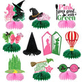 AMZFAVOR Witch Theme Party Decorations, 10 Pcs Pink and Green Honeycomb Centerpieces Decor Table Toppers for Movie Birthday Witch Party Decorations Supplies