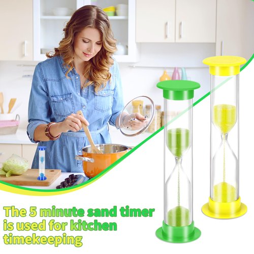 12 Pcs 5 Minute Sand Timer Plastic Colored Hourglass Timer Mini Sand Timer Classroom Sand Timers for Teacher Students School Classroom Home Office Supplies(12, Colors)