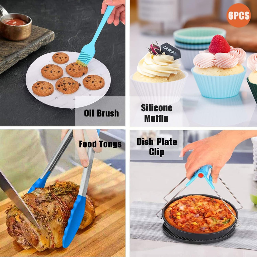 Square Air Fryer Accessories by [Brand Name] - 8 Inch XL Deep Fryer Set for Philips, Cosori, Ninja | Fits 3.6QT-6.8QT