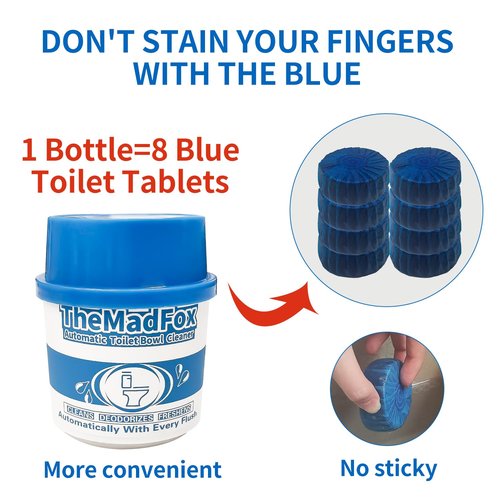 TheMadFox 6 Pcs Enzymatic Automatic Toilet Bowl Cleaner Bottles, Long-Lasting Toilet Tank Cleaner for Hard Water Stains & Rings, Septic Safe Toilet Cleaner for Tank Bathroom