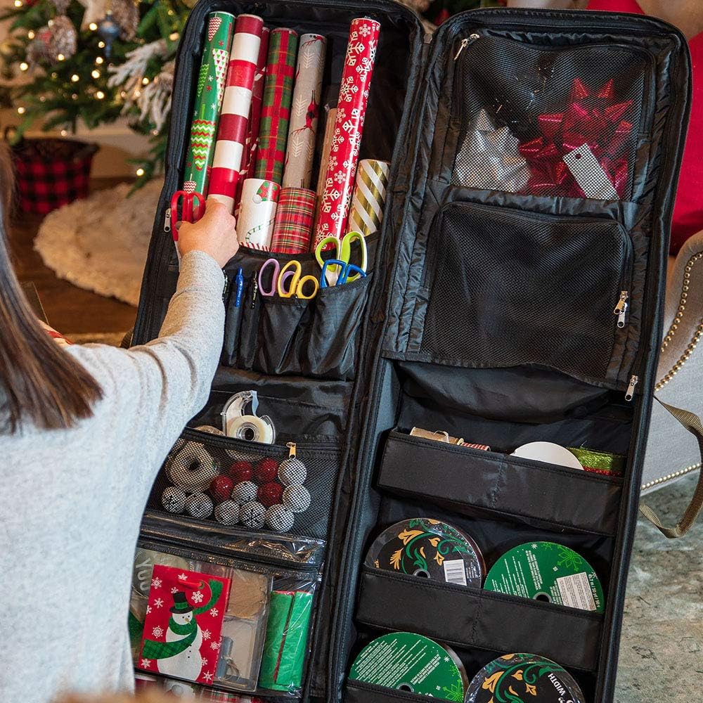 TreeKeeper Gift Bag Wrap & Craft Organizer - Stores 14 Rolls of 40-Inch Wrapping Paper & 6 XL Ribbons