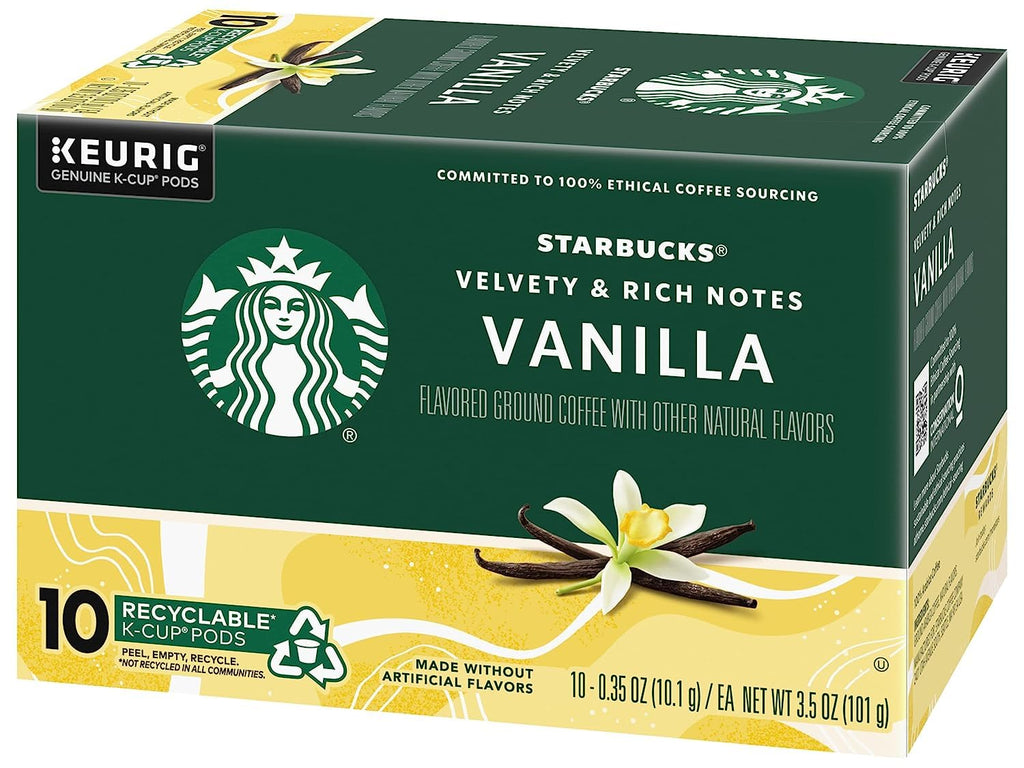 Starbucks K-Cup Pods - Vanilla Flavored Coffee Without Artificial Flavors | 40 Count (4 Boxes)