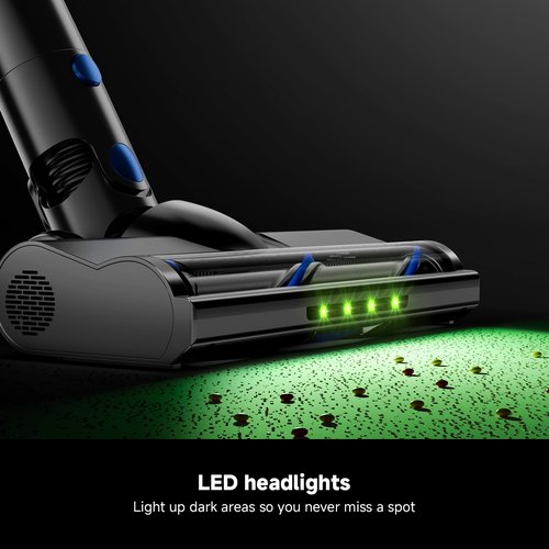 Honki Cordless Vacuum Cleaner for Home, Powerful Stick Vacuum with Rechargeable Battery, Green Light Anti-Tangle Brush, 6-in-1 Lightweight Handheld Vacuum for Pet Hair, Hard Floor, Carpet, Blue