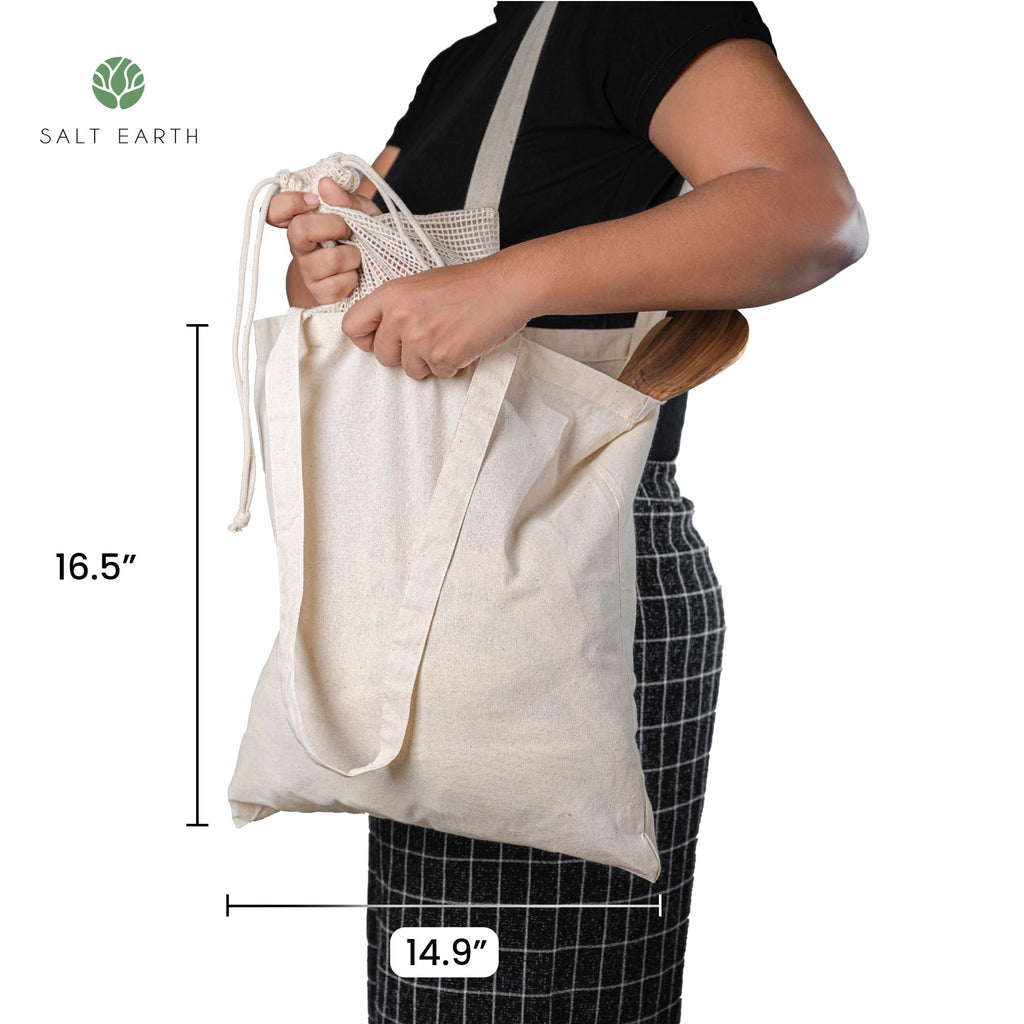 Salt Earth 5| 6| 12| 24| 48| 100| 200 Pack Canvas Tote Bags Bulk, Lightweight Bulk Reusable Totes for Grocery Shopping Cloth Bags, Suitable for DIY, Advertising, Promotion, Gift,Beach,Travel(48 Pack)